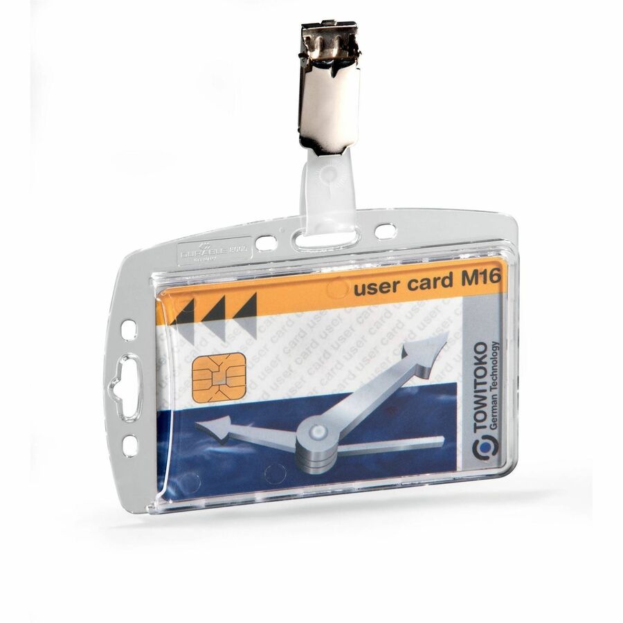 ID/Security Card Holder Set, Vertical/Horizontal, Clip, Clear, 25/Pack