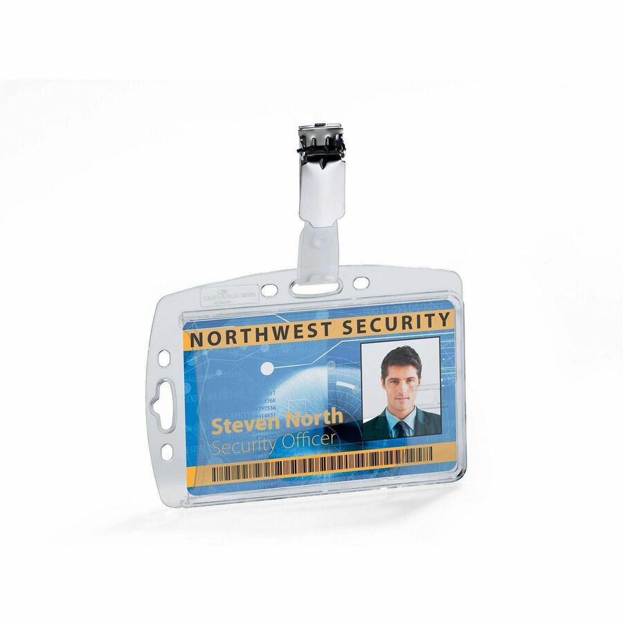 ID/Security Card Holder Set, Vertical/Horizontal, Clip, Clear, 25/Pack