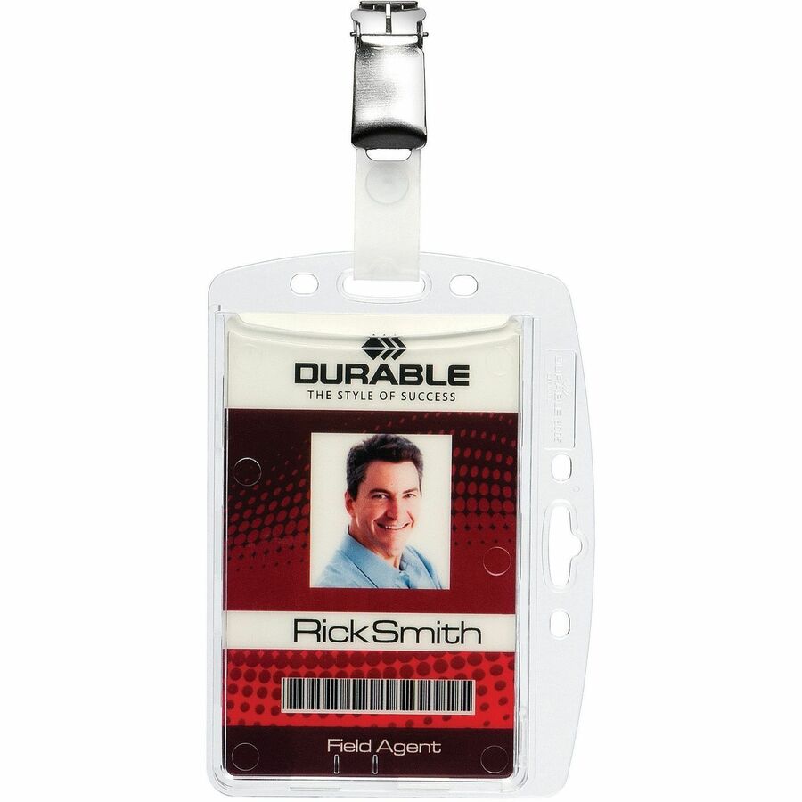 ID/Security Card Holder Set, Vertical/Horizontal, Clip, Clear, 25/Pack