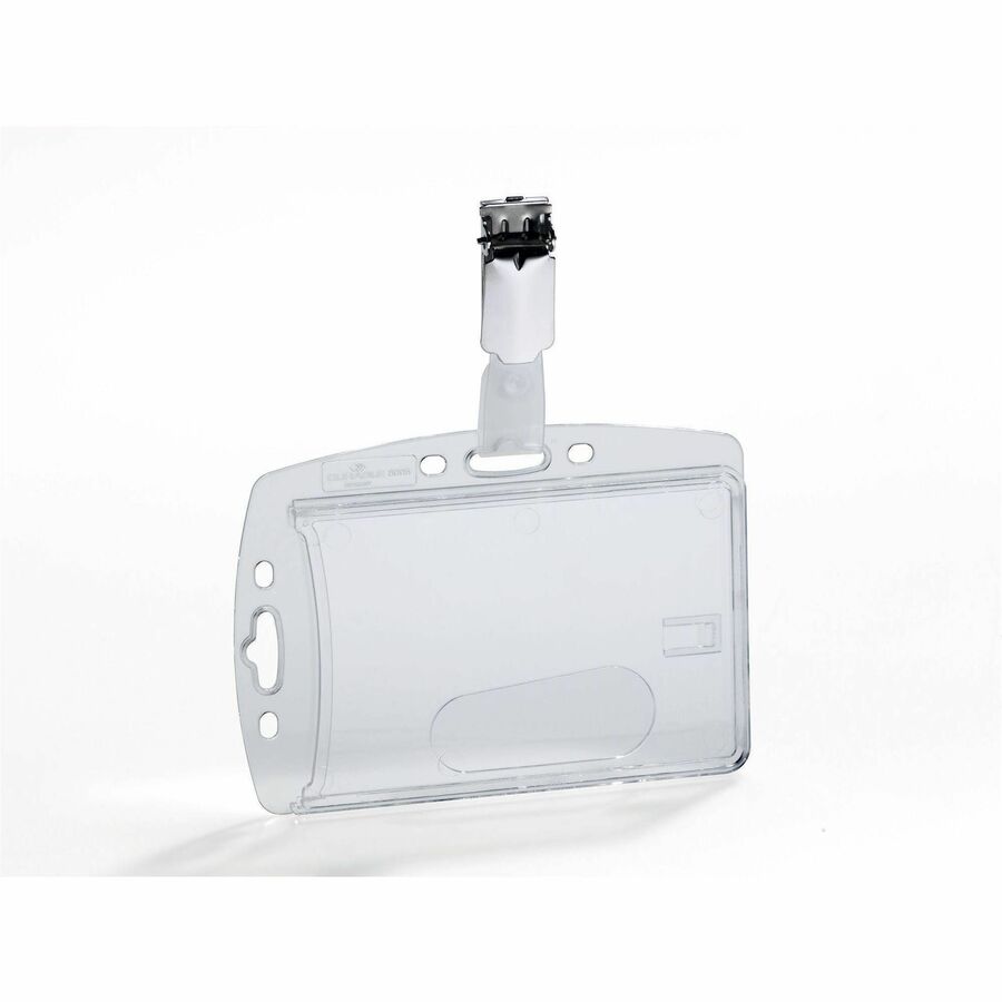 ID/Security Card Holder Set, Vertical/Horizontal, Clip, Clear, 25/Pack