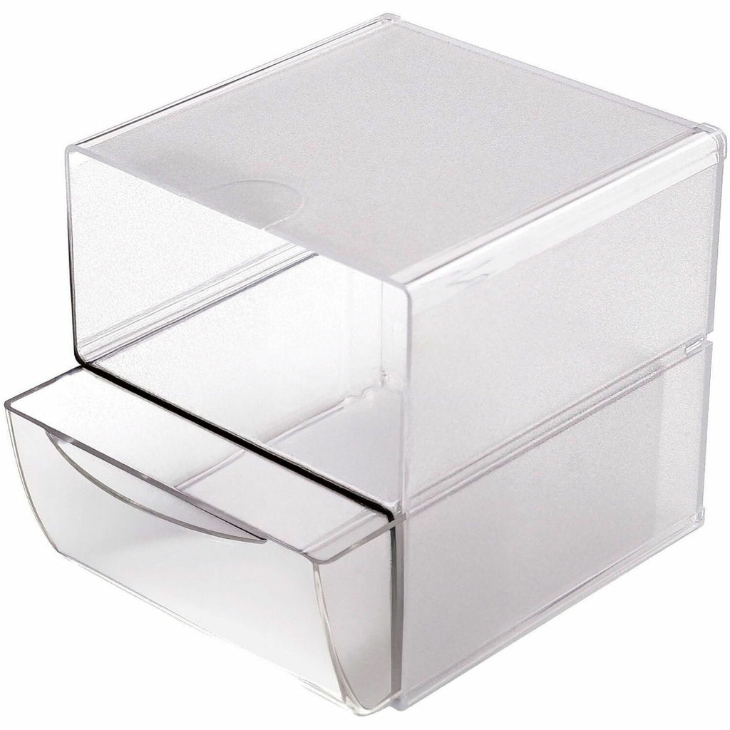 Deflecto Stackable Cube Organizer - 1 Drawer(s) - 6" Height x 6" Width x 7.2" Depth - Stackable, Removable Drawer, Removable Divider, Sturdy - Clear - Plastic - 1 Each