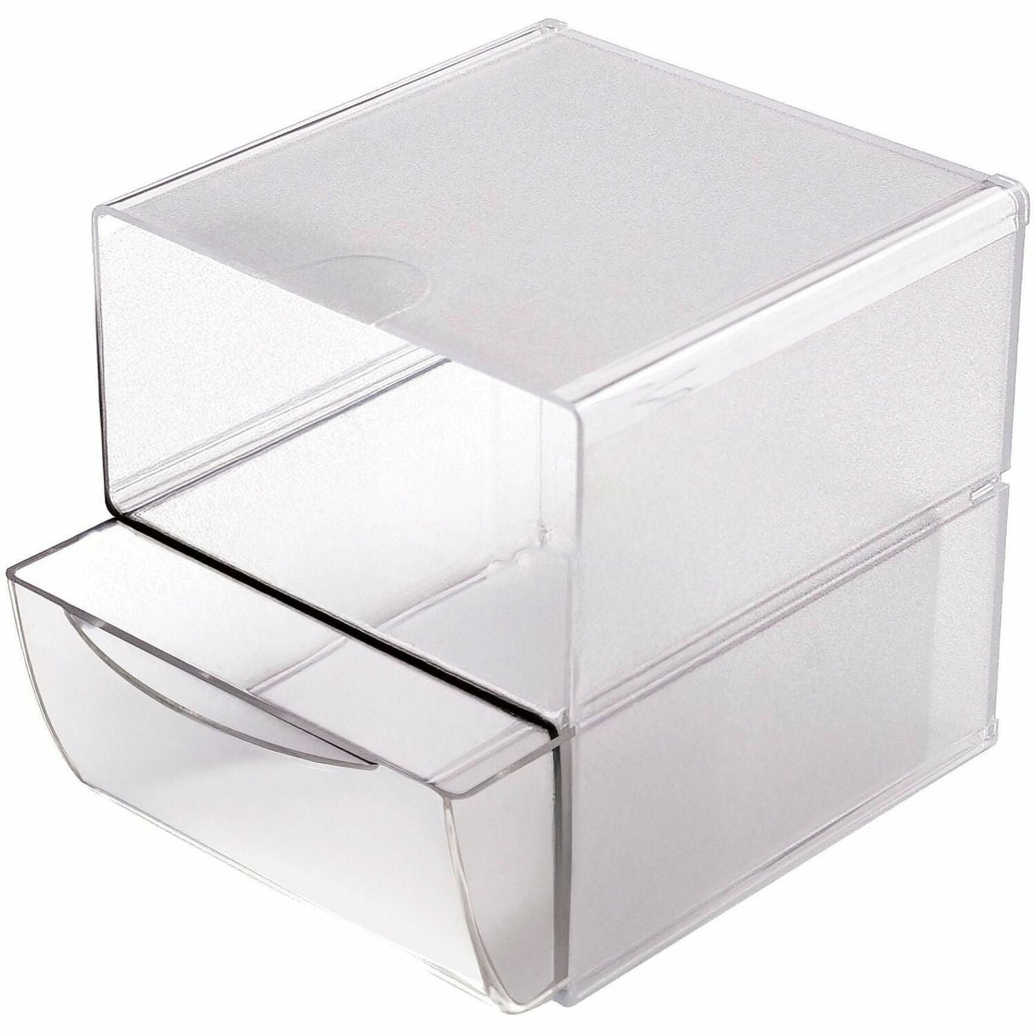 Deflecto Stackable Cube Organizer - 1 Drawer(s) - 6" Height x 6" Width x 7.2" Depth - Stackable, Removable Drawer, Removable Divider, Sturdy - Clear - Plastic - 1 Each