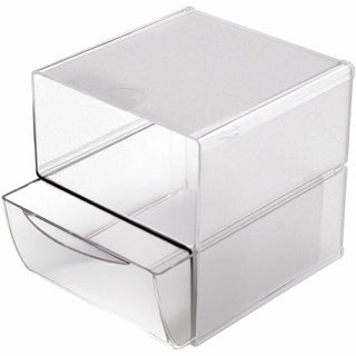 Deflecto Stackable Cube Organizer - 1 Drawer(s) - 6" Height x 6" Width x 7.2" Depth - Stackable, Removable Drawer, Removable Divider, Sturdy - Clear - Plastic - 1 Each