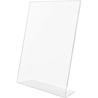 Deflecto Anti-Glare Slanted Sign Holder - Portrait - 11" x 8.5" x 2.5" x - Acrylic - 1 Each - Clear - Anti-glare, Scratch Resistant, Durable, Heavy Duty, Double-sided
