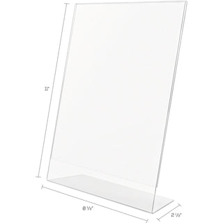 Deflecto Anti-Glare Slanted Sign Holder - Portrait - 11" x 8.5" x 2.5" x - Acrylic - 1 Each - Clear - Anti-glare, Scratch Resistant, Durable, Heavy Duty, Double-sided