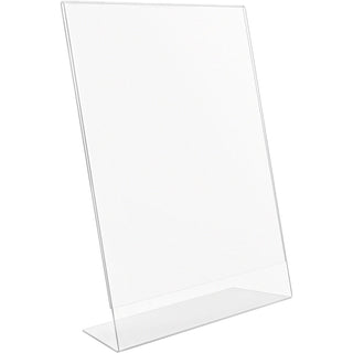 Deflecto Anti-Glare Slanted Sign Holder - Portrait - 11" x 8.5" x 2.5" x - Acrylic - 1 Each - Clear - Anti-glare, Scratch Resistant, Durable, Heavy Duty, Double-sided