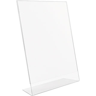 Deflecto Anti-Glare Slanted Sign Holder - Portrait - 11" x 8.5" x 2.5" x - Acrylic - 1 Each - Clear - Anti-glare, Scratch Resistant, Durable, Heavy Duty, Double-sided - 