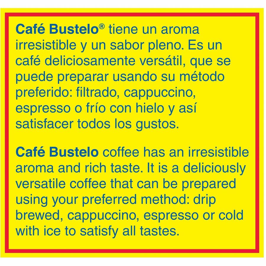 Caf&eacute; Bustelo Cafe Bustelo Espresso Blend Coffee, Sold as 1 Carton, 30 Each per Carton