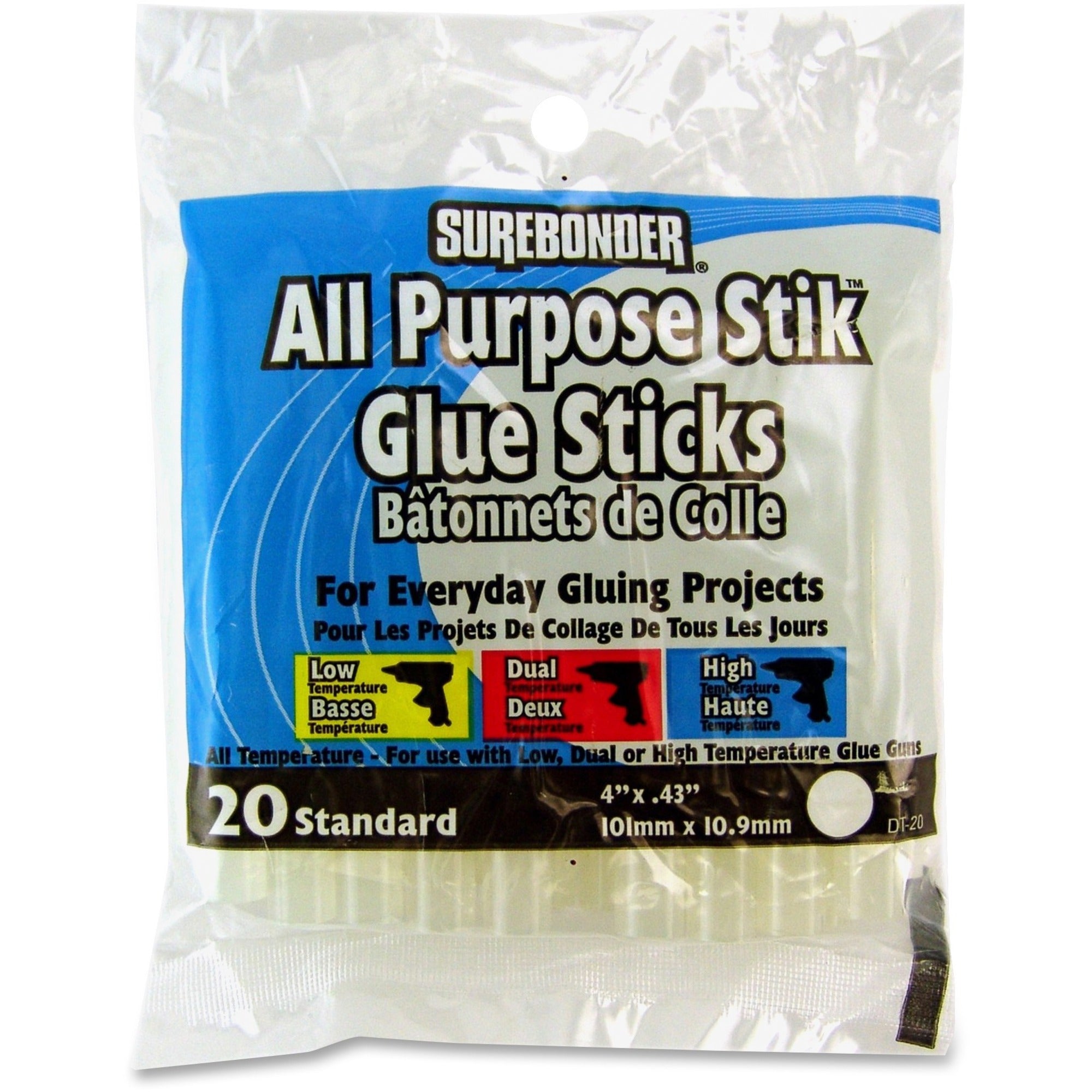 SureBonder 4" All Purpose Glue Sticks - 20 / Pack - Clear - 