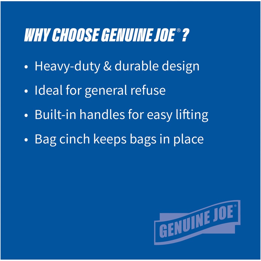 Genuine Joe 44-gallon Heavy-duty Trash Container - 44 gal Capacity - Heavy Duty, Handle - 24" Height x 31.5" Width x 24" Depth - Gray - 1 Each