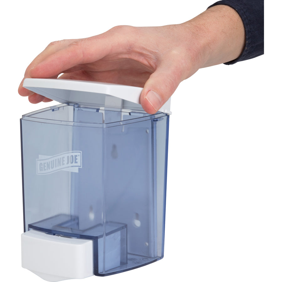 genuine-joe-30-oz-soap-dispenser-manual-30-fl-oz-capacity-see-through-tank-water-resistant-soft-push-1each_gjo29425 - 6