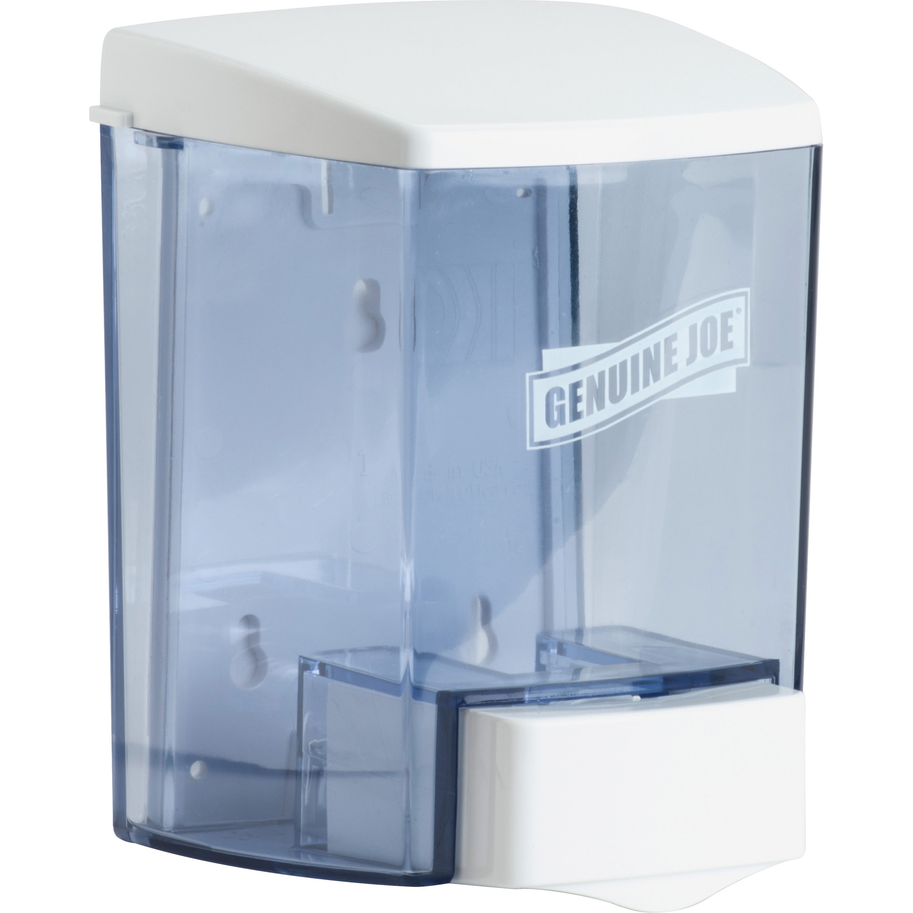 genuine-joe-30-oz-soap-dispenser-manual-30-fl-oz-capacity-see-through-tank-water-resistant-soft-push-1each_gjo29425 - 1