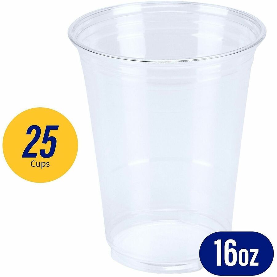 Genuine Joe 16 oz Clear Plastic Cups - 25 / Pack - Clear - Plastic - Cold Drink, Beverage