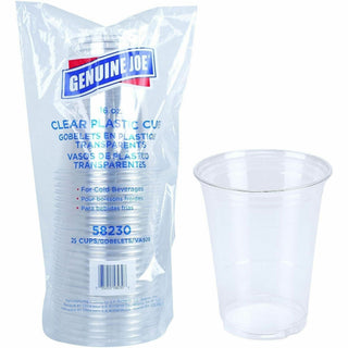 Genuine Joe 16 oz Clear Plastic Cups - 25 / Pack - Clear - Plastic - Cold Drink, Beverage