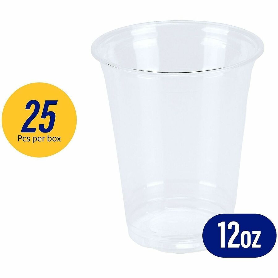 Genuine Joe 12 oz Clear Plastic Cups - 25 / Pack - Clear - Plastic - Cold Drink, Beverage
