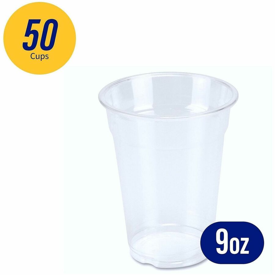 Genuine Joe 9 oz Clear Plastic Cups - 50 / Pack - Clear - Plastic - Cold Drink, Beverage