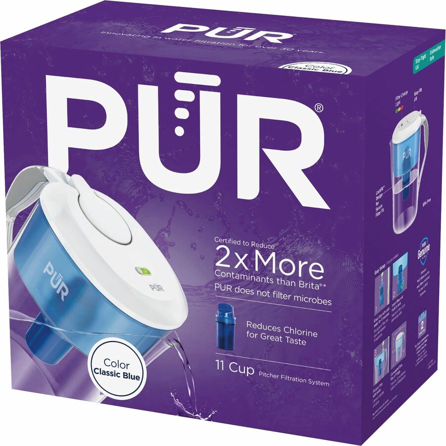 Pur 11 Cup Water Filtration Pitcher - Pitcher - 40 gal Filter Life (Water Capacity) - 1 Each - Blue, White - 