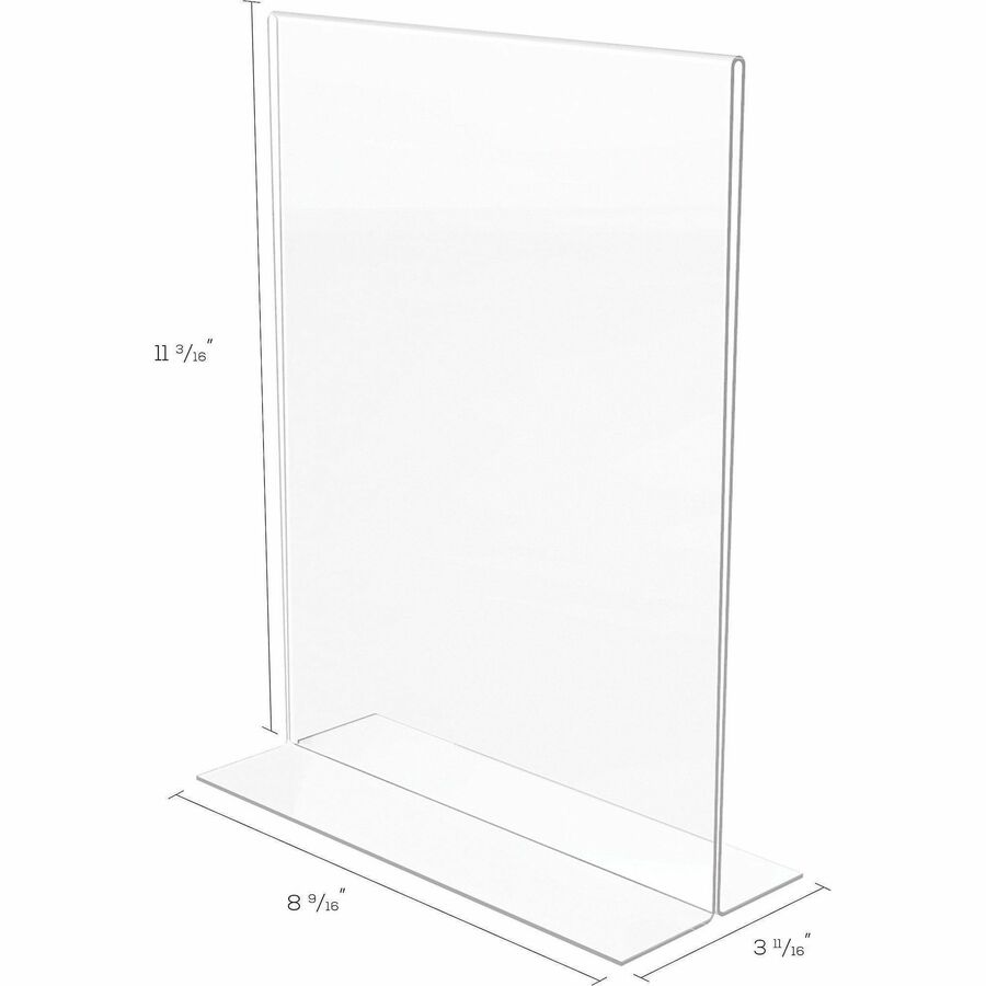 Lorell Double-sided Frame - 1 Each - 8.50" Holding Width x 11" Holding Height - Rectangular Shape - Double Sided - Acrylic - Countertop - Clear