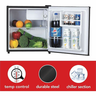 Lorell Compact Refrigerator - 1.60 ft - Manual Defrost - Manual Defrost - Reversible - 1.60 ft Net Refrigerator Capacity - Black - Steel, Fiberglass, Plastic