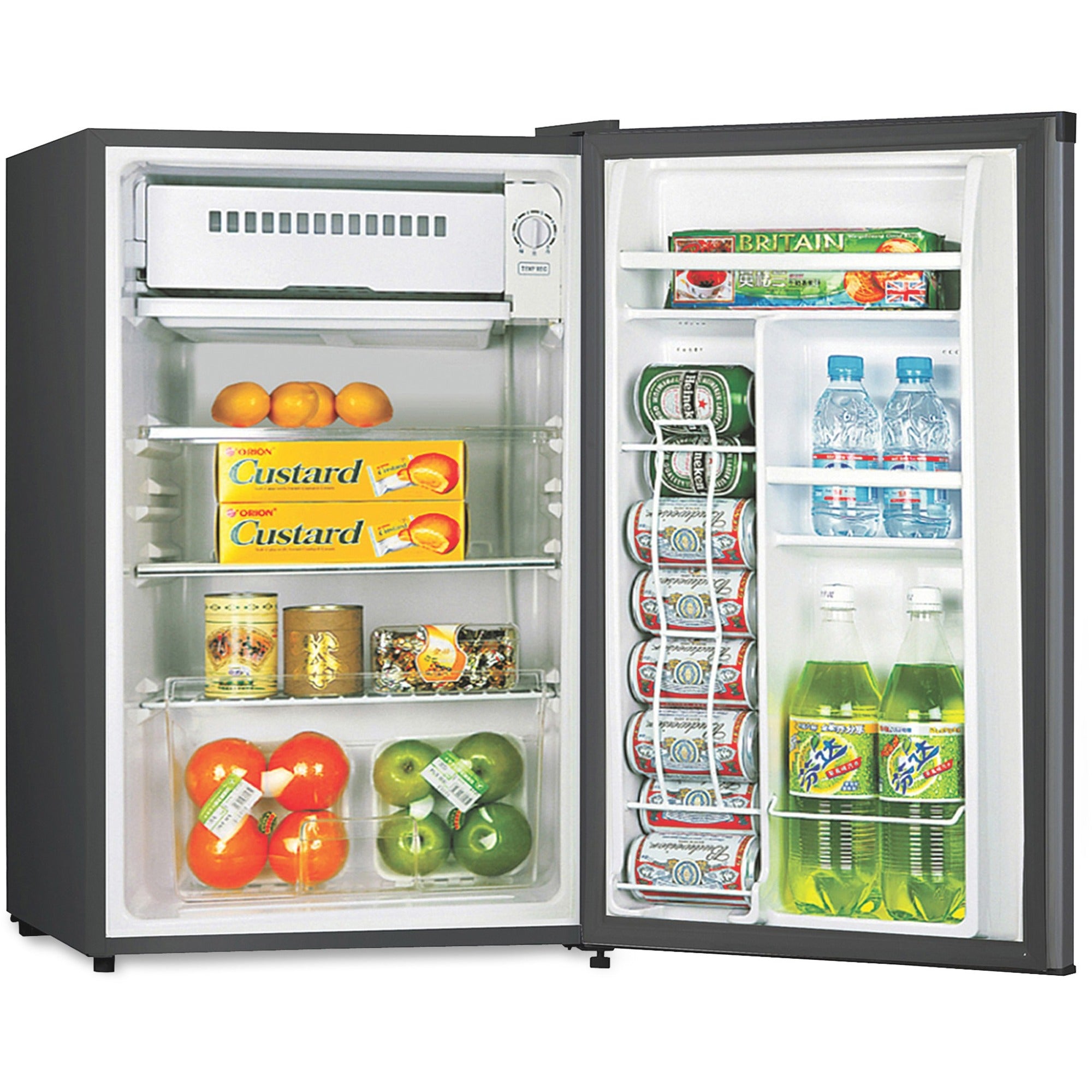 Lorell Compact Refrigerator - 3.20 ft - Manual Defrost - Manual Defrost - Reversible - 3.20 ft Net Refrigerator Capacity - Black - Steel, Fiberglass, Plastic - 