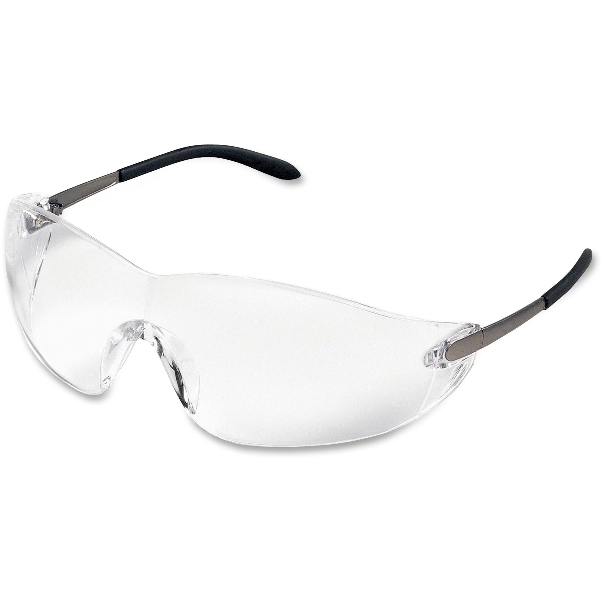 crews-blackjack-metal-alloy-safety-glasses-eye-ultraviolet-protection-clear-lens-chrome-frame-side-shield-scratch-resistant-non-slip-wraparound-lens-1-each_mcscrws2110 - 1