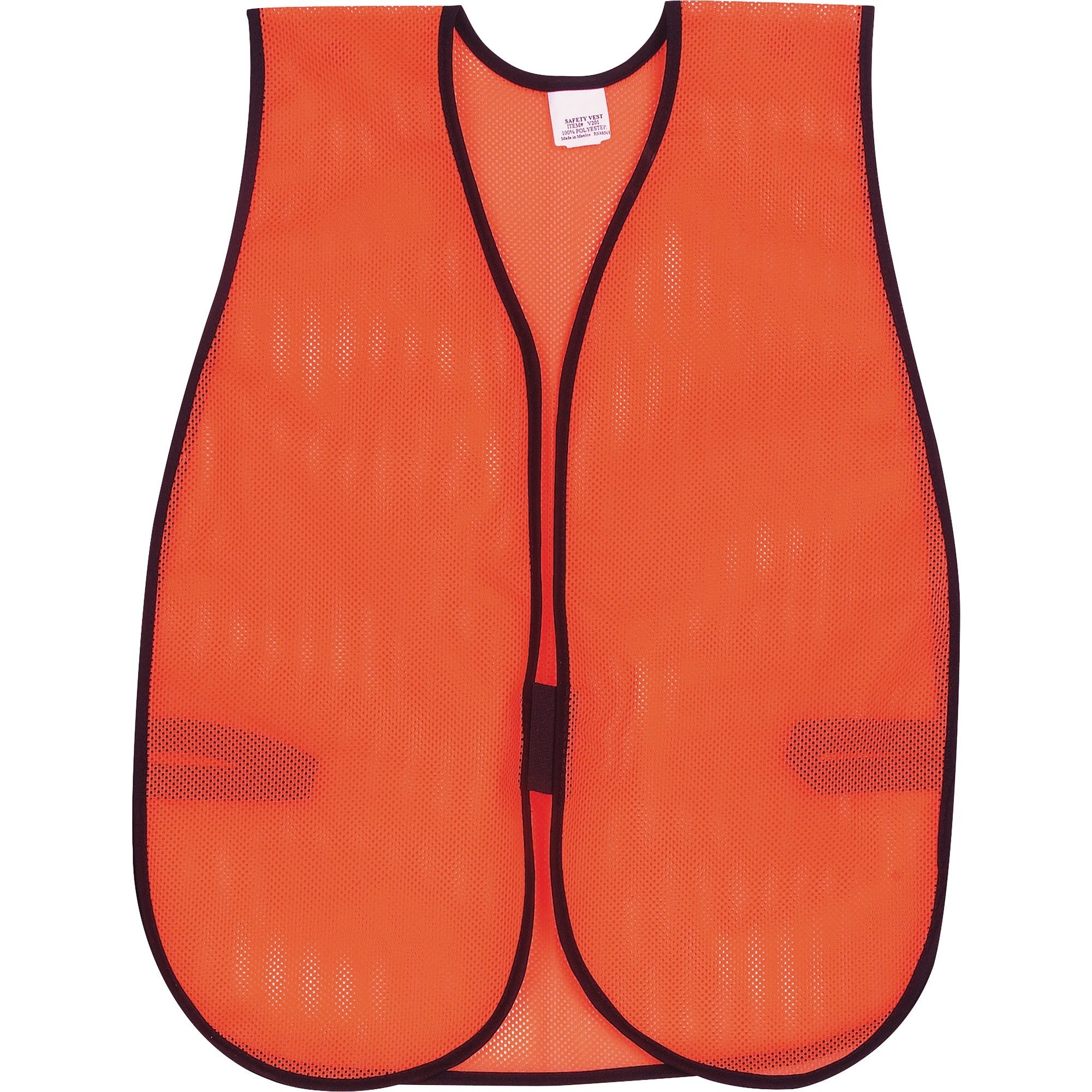 Crews General-purpose Safety Vest - Polyester - Orange - Elastic Strap, Hook & Loop, Comfortable, Washable, Lightweight - 1 Each - 