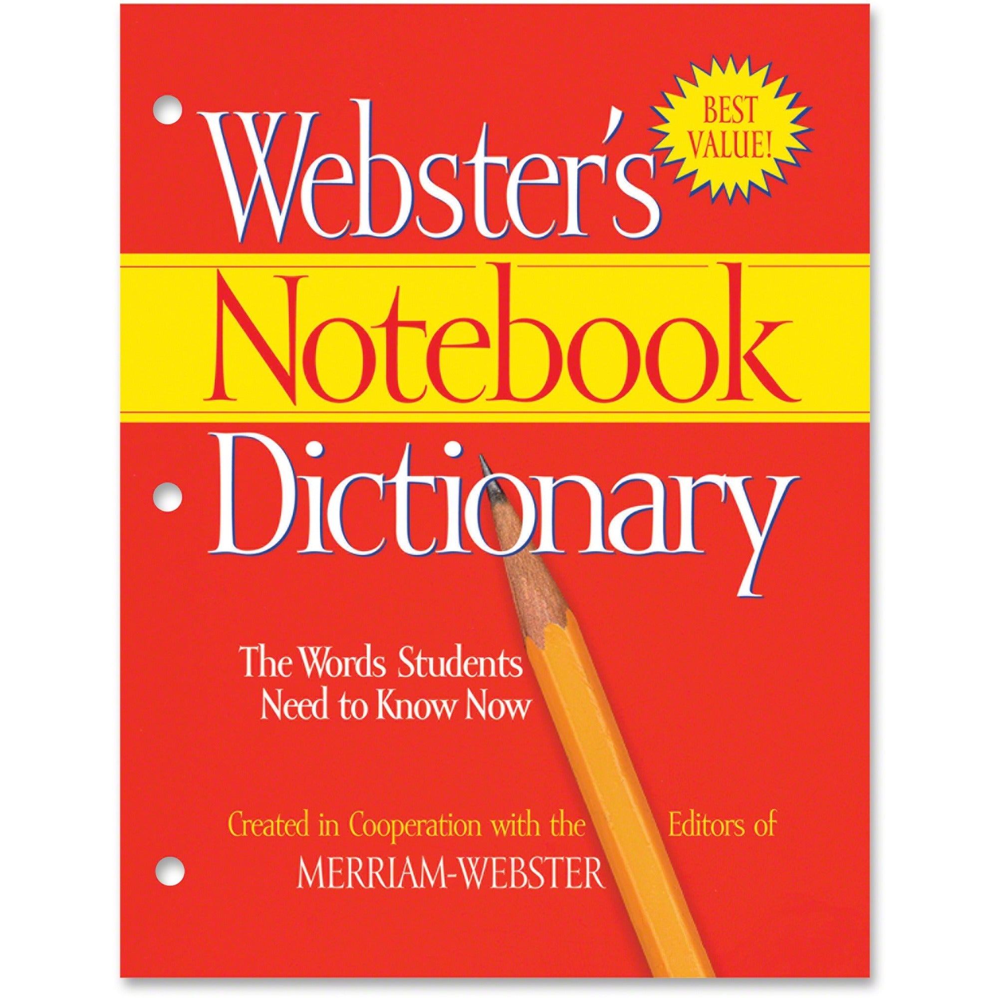 Merriam Webster - Notebook Dictionary, Three Hole Punched, Paperback, 80 Pages, Sold as 1 EA