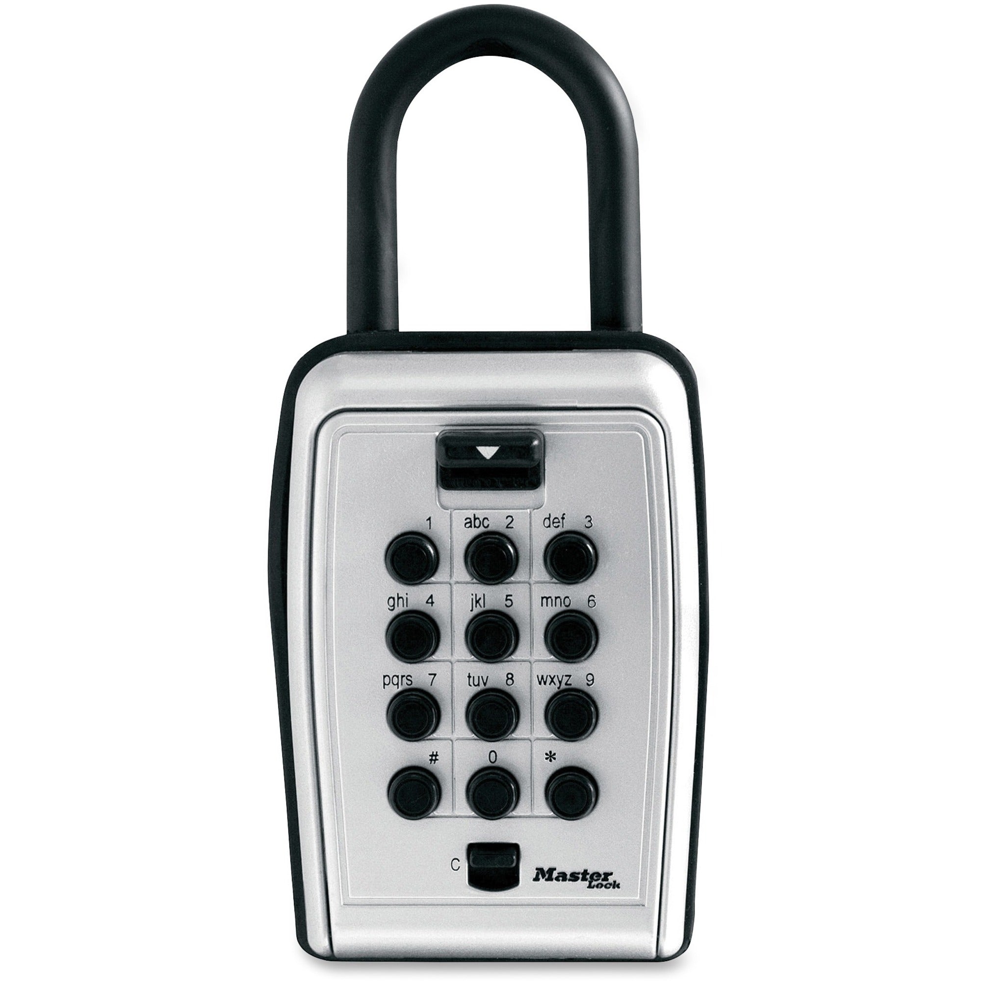 Master Lock Portable Key Safe - Push Button Lock - Weather Resistant, Scratch Resistant - for Door - Overall Size 7.2" x 5.3" x 2.2" - Black, Silver - Metal, Vinyl - 