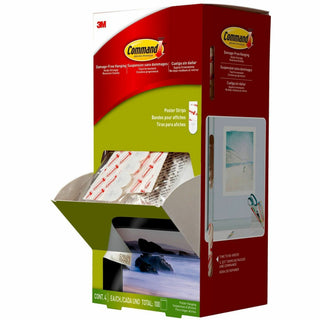 Poster Strips, Removable, Holds Up to 1 lb per Pair, 0.63 x 1.75, White, 4/Pack, 100 Packs/Carton