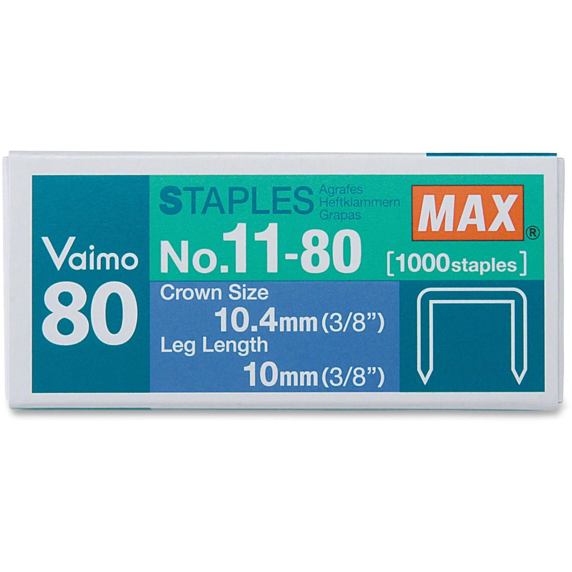 Vaimo 11 Staples, 0.38" Leg, 0.5" Crown, Steel, 1,000/Box