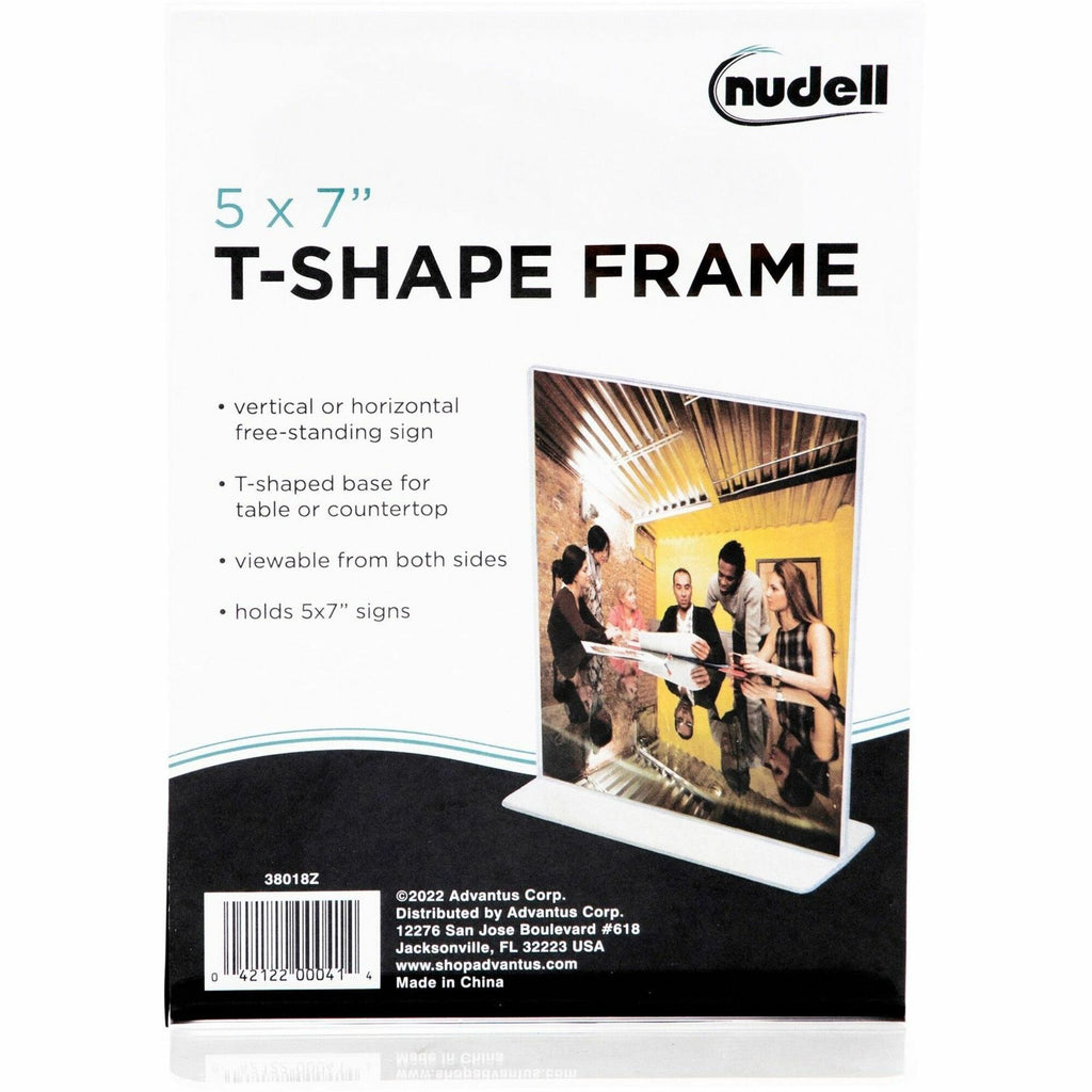 Golite nu-dell Double-sided Sign Holder - 1 Each - 5" Width x 7" Height - Rectangular Shape - Double Sided - Self-standing - Signage, Photo, Notice - Plastic - Clear