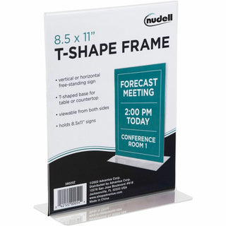 Clear Plastic T-Shaped Countertop Sign Holder, Two-Sided, Bottom-Load, Horizontal/Vertical Orientation, 8.5 x 11 Insert