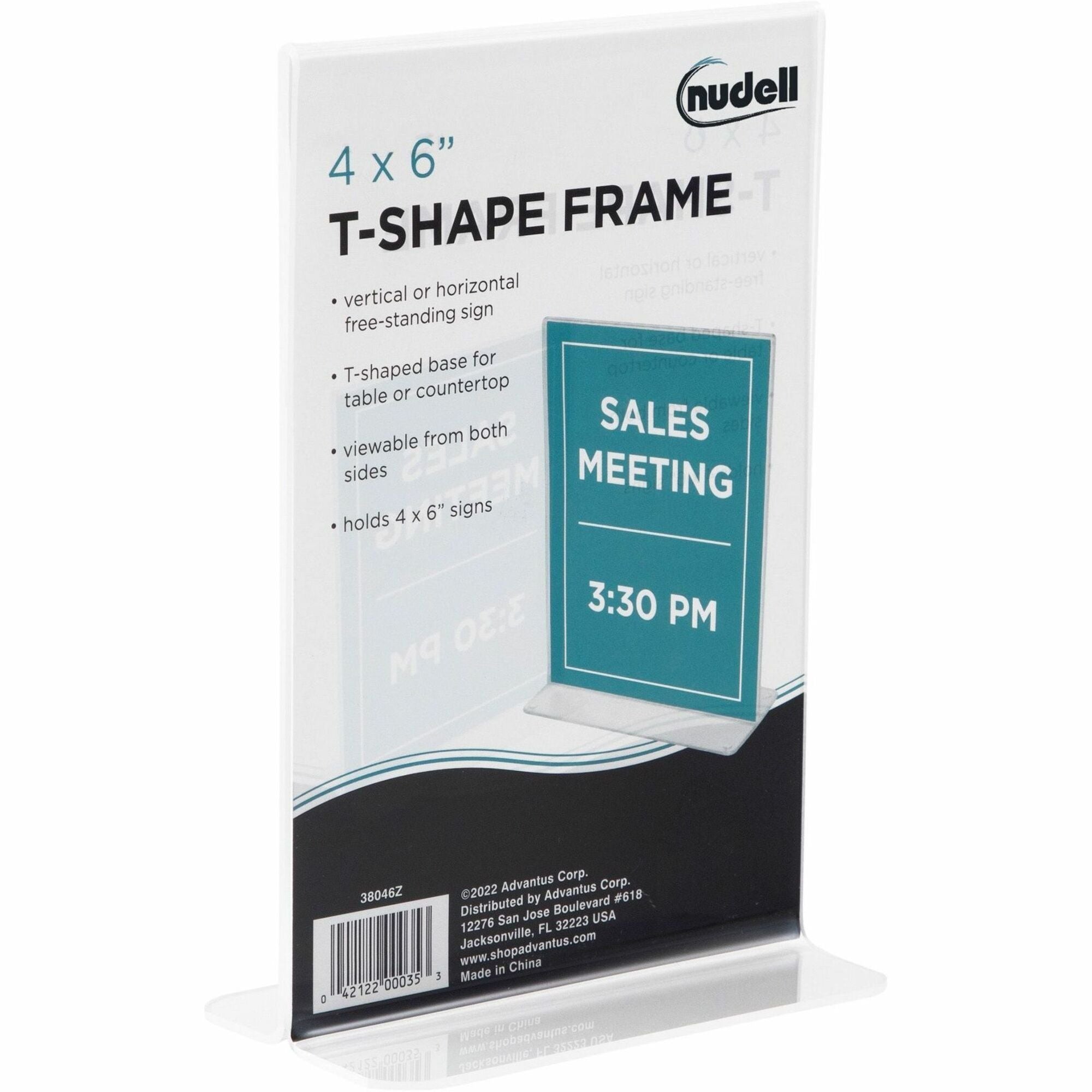 Golite nu-dell Double-sided Sign Holder - 1 Each - 4" Width x 6" Height - Rectangular Shape - Double Sided - Self-standing - Plastic - Signage, Photo, Notice - Clear - 