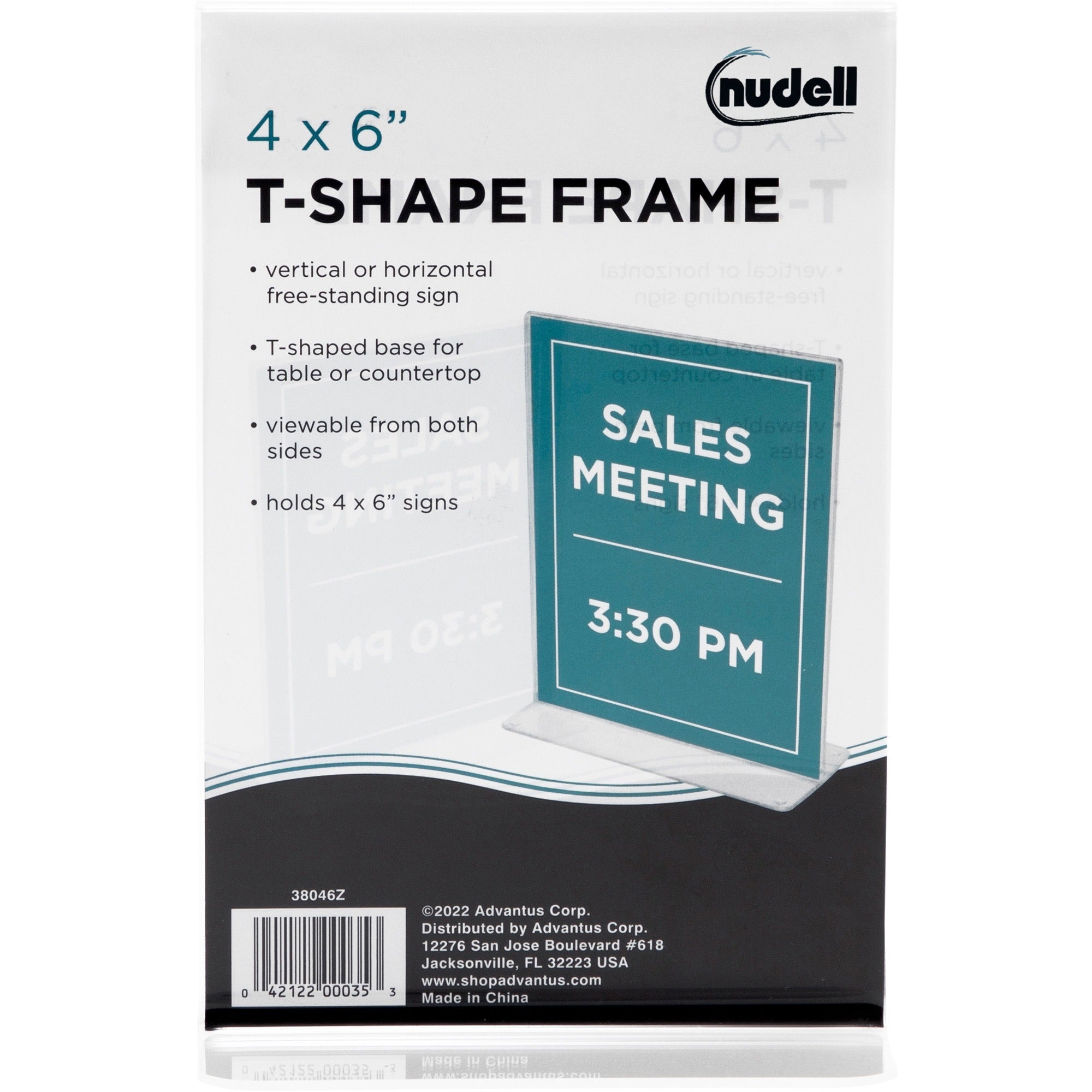 Golite nu-dell Double-sided Sign Holder - 1 Each - 4" Width x 6" Height - Rectangular Shape - Double Sided - Self-standing - Plastic - Signage, Photo, Notice - Clear - 