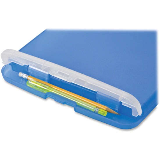 Officemate Slim Clipboard Storage Box - 1" Clip Capacity - 8 1/2" x 11" - Blue - 1 Each - 