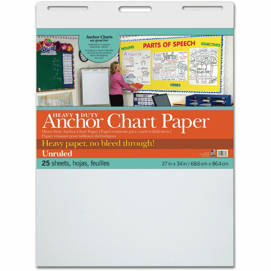 pacon-heavy-duty-anchor-chart-paper-25-sheets-plain-unruled-27-x-34-white-paper-heavy-duty-resist-bleed-through-recyclable-built-in-carry-handle-4-carton_pac3370 - 1