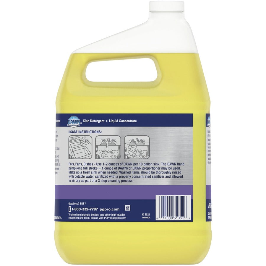 Dawn Manual Pot/Pan Detergent - 128 fl oz (4 quart) - Lemon Scent - 4 / Carton - Long Lasting - Clear