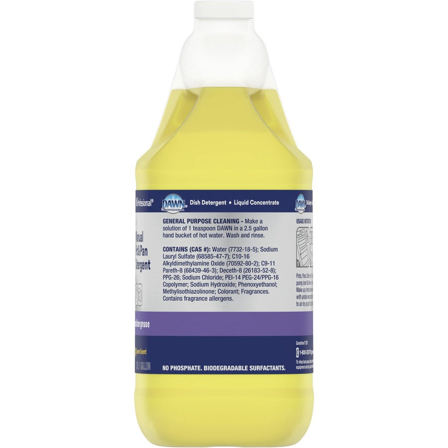 Dawn Manual Pot/Pan Detergent - 128 fl oz (4 quart) - Lemon Scent - 4 / Carton - Long Lasting - Clear