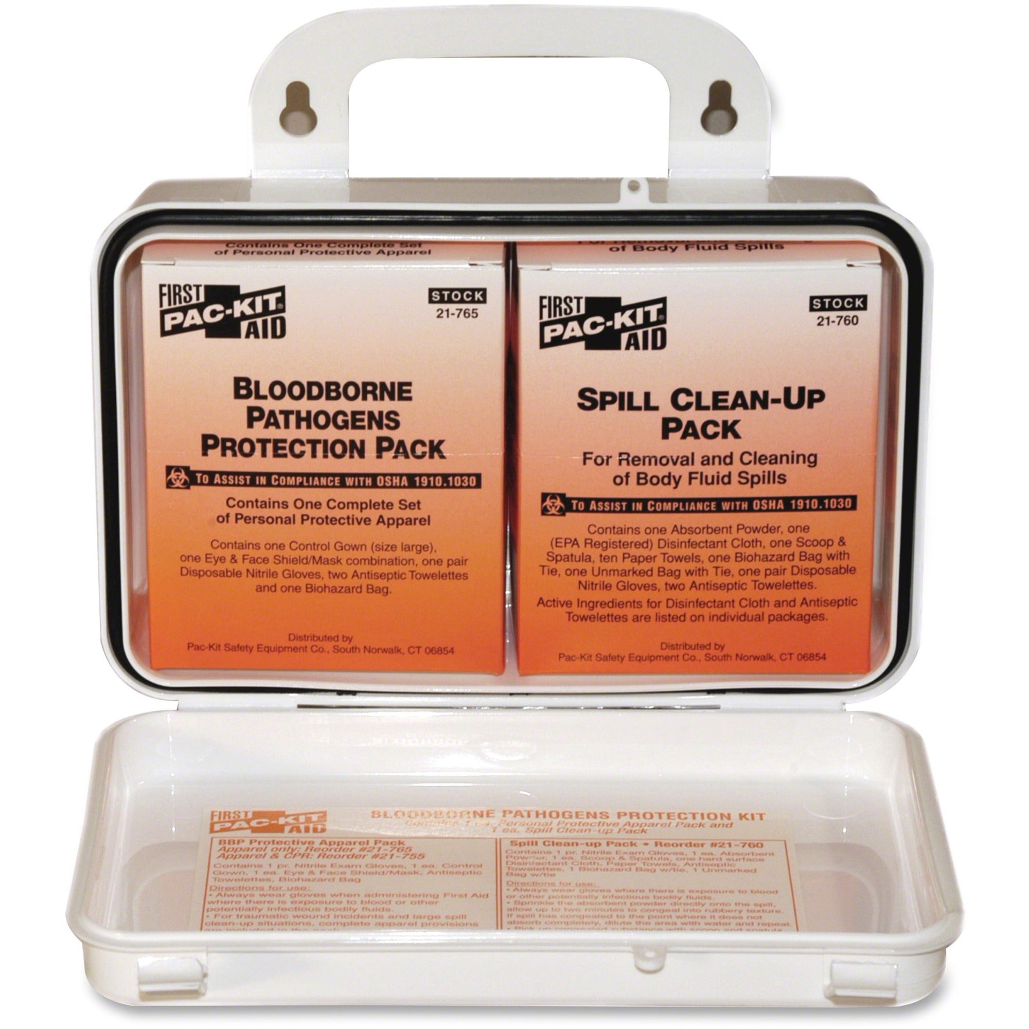 Pac-Kit Safety Equipment Bloodborne Pathogens Kit - 27 x Piece(s) - 4.5" Height x 7.5" Width x 2.8" Depth Length - Plastic Case - 1 / Kit