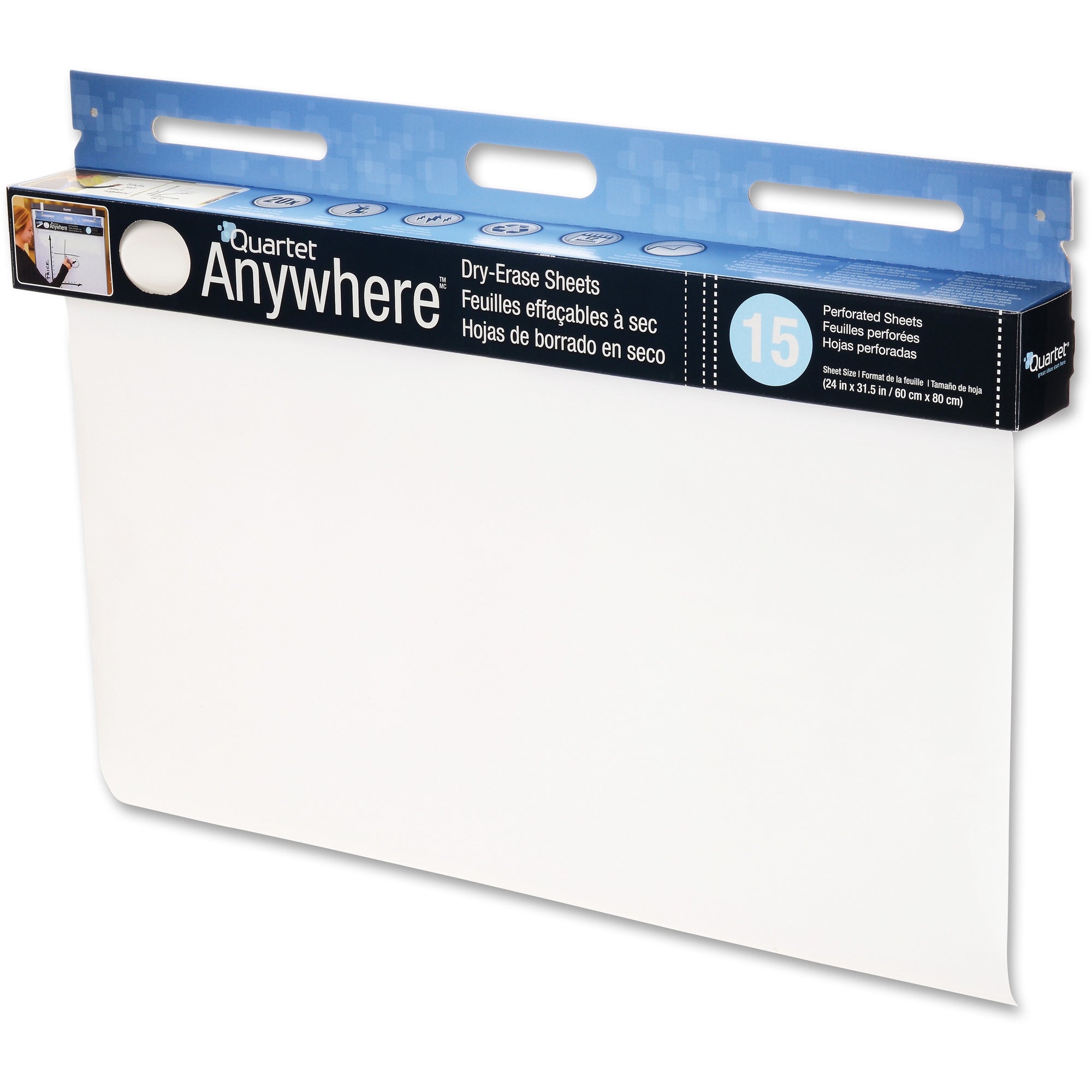 Quartet Anywhere Dry-Erase Sheets - 480" (40 ft) Length - Paper - White - Easy Tear, Wipeable - 1 Each - 