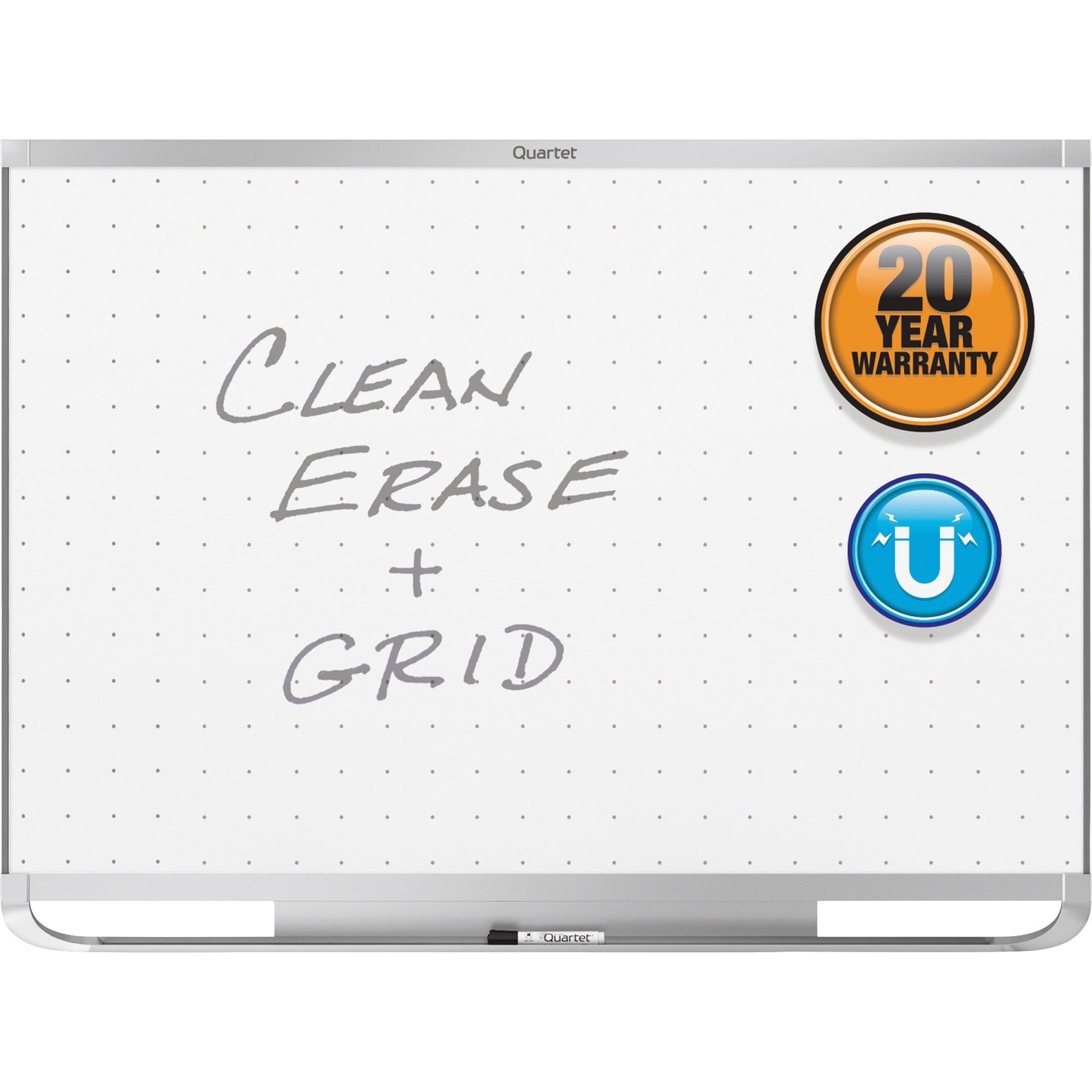 Quartet Prestige 2 Total Erase Magnetic Whiteboard - 72" (6 ft) Width x 48" (4 ft) Height - White Surface - Silver Aluminum Frame - Horizontal - Magnetic - 1 Each - 