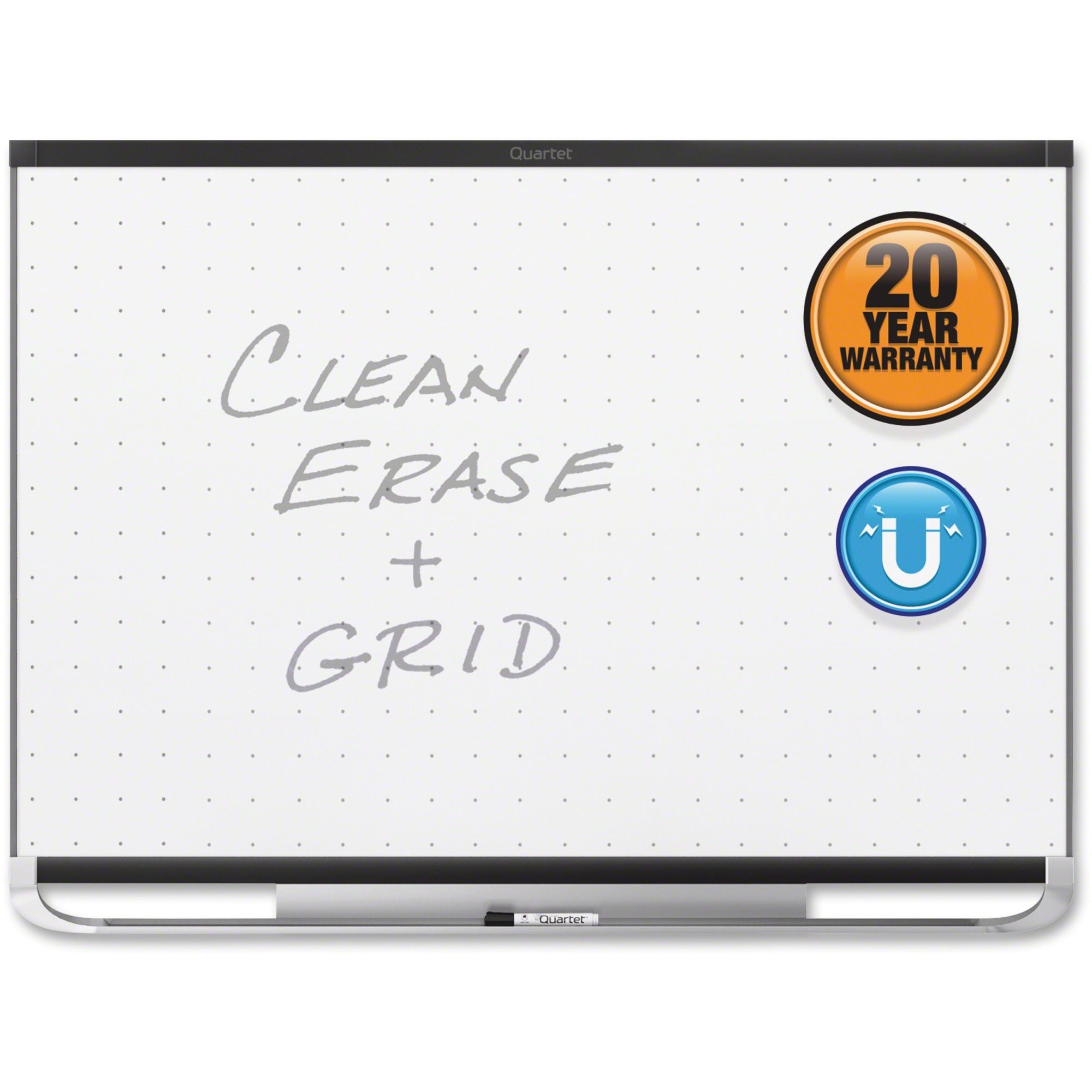 Quartet Prestige 2 Total Erase Magnetic Whiteboard - 72" (6 ft) Width x 48" (4 ft) Height - White Surface - Black Aluminum Frame - Horizontal - Magnetic - 1 Each - 