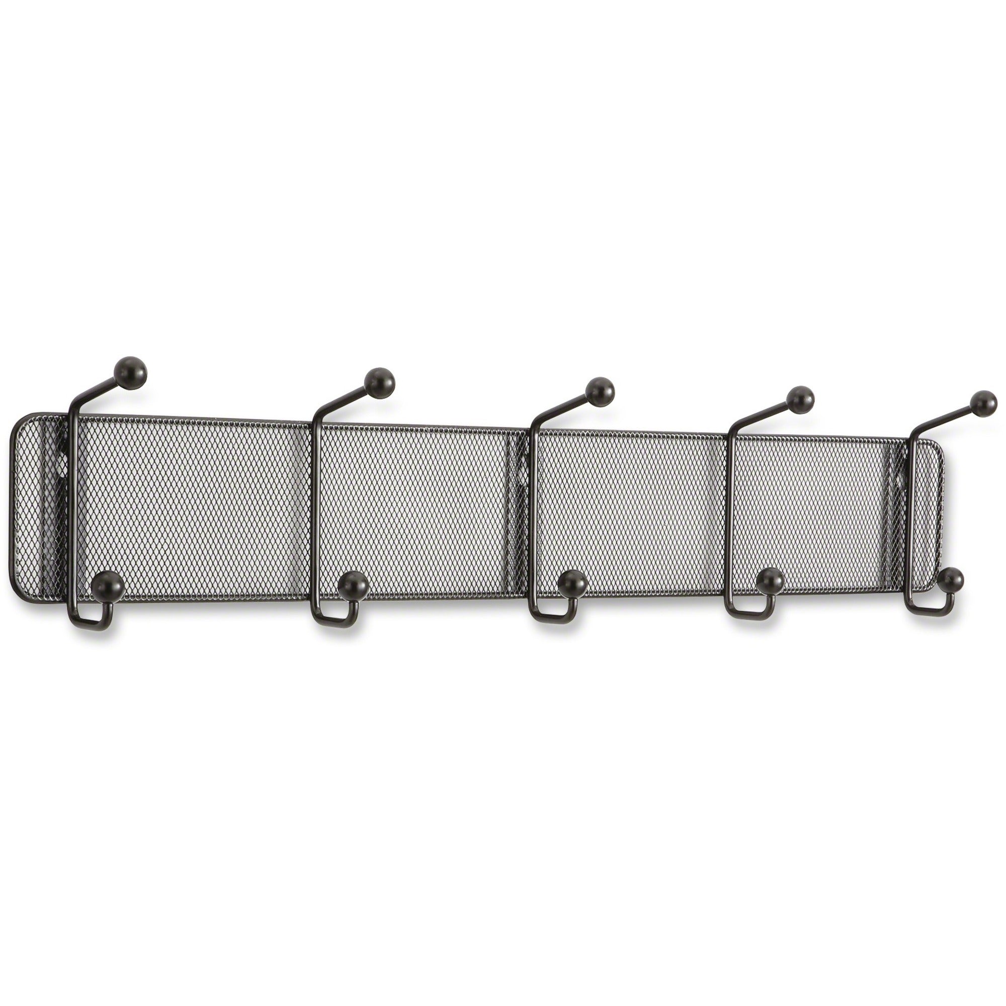 Onyx Mesh Wall Racks, 5 Hook, 26.75w x 3d x 5.5h, Black