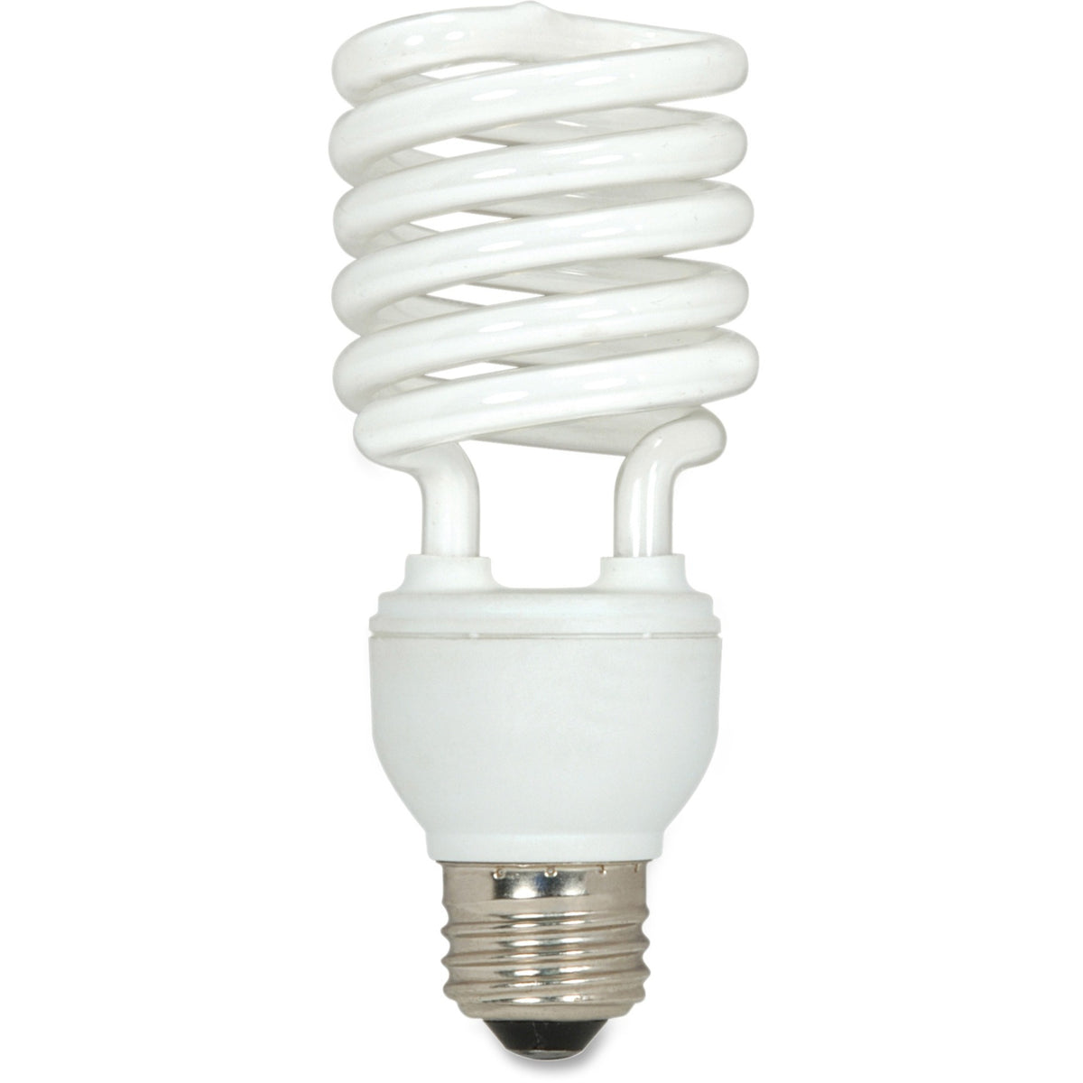Satco 23-watt T2 Spiral CFL Bulb - 23 W - 100 W Incandescent Equivalent Wattage - 120 V AC - 1600 lm - Spiral - T2 Size - White Light Color - E26 Base - 12000 Hour - 4400.3degF (2426.8degC) Color Temperature - 82 CRI - Energy Saver - 3 / Box