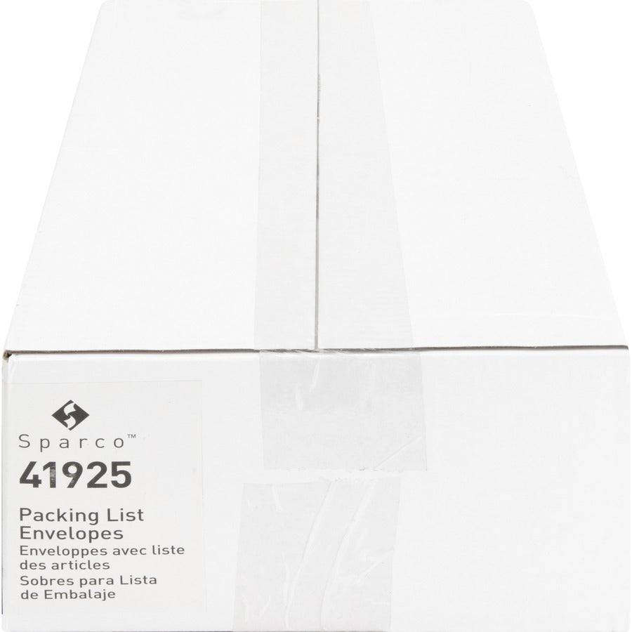 Sparco Pre-labeled Packing Slip Envelope - Packing List - 7" Width x 5 1/2" Length - 70 g/m2 - Self-adhesive Seal - Paper, Low Density Polyethylene (LDPE) - 1000 / Box - White