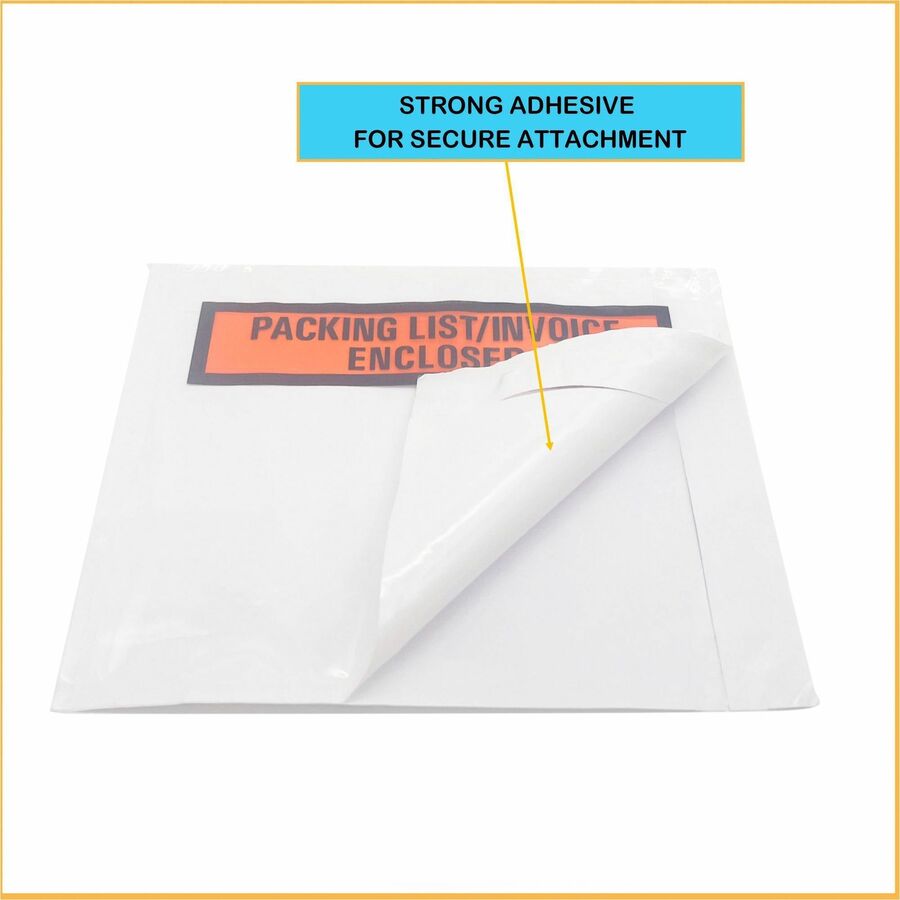 Sparco Pre-Labeled Waterproof Packing Envelopes - Packing List - 4 1/2" Width x 5 1/2" Length - Self-adhesive Seal - Low Density Polyethylene (LDPE) - 1000 / Box - White