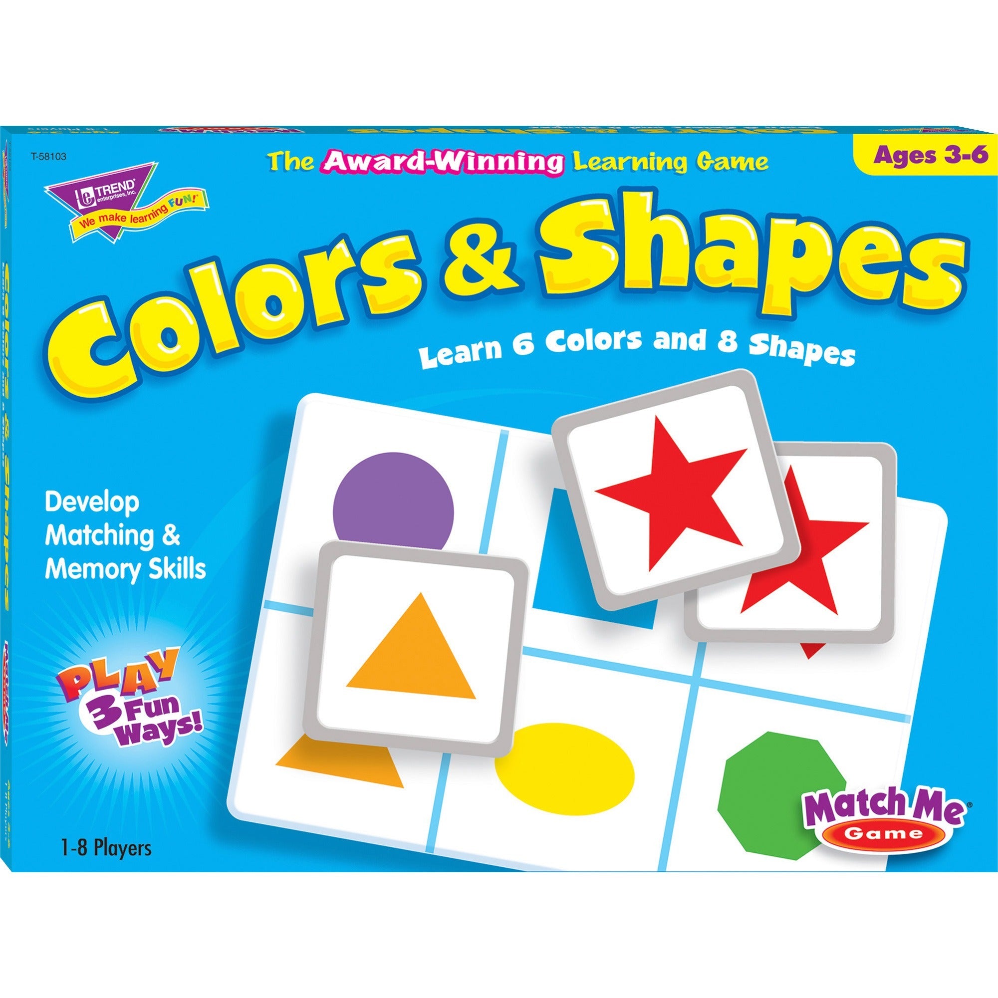 Trend Colors/Shapes Match Me Learning Game - Educational - 1 to 8 Players - 1 Each - 