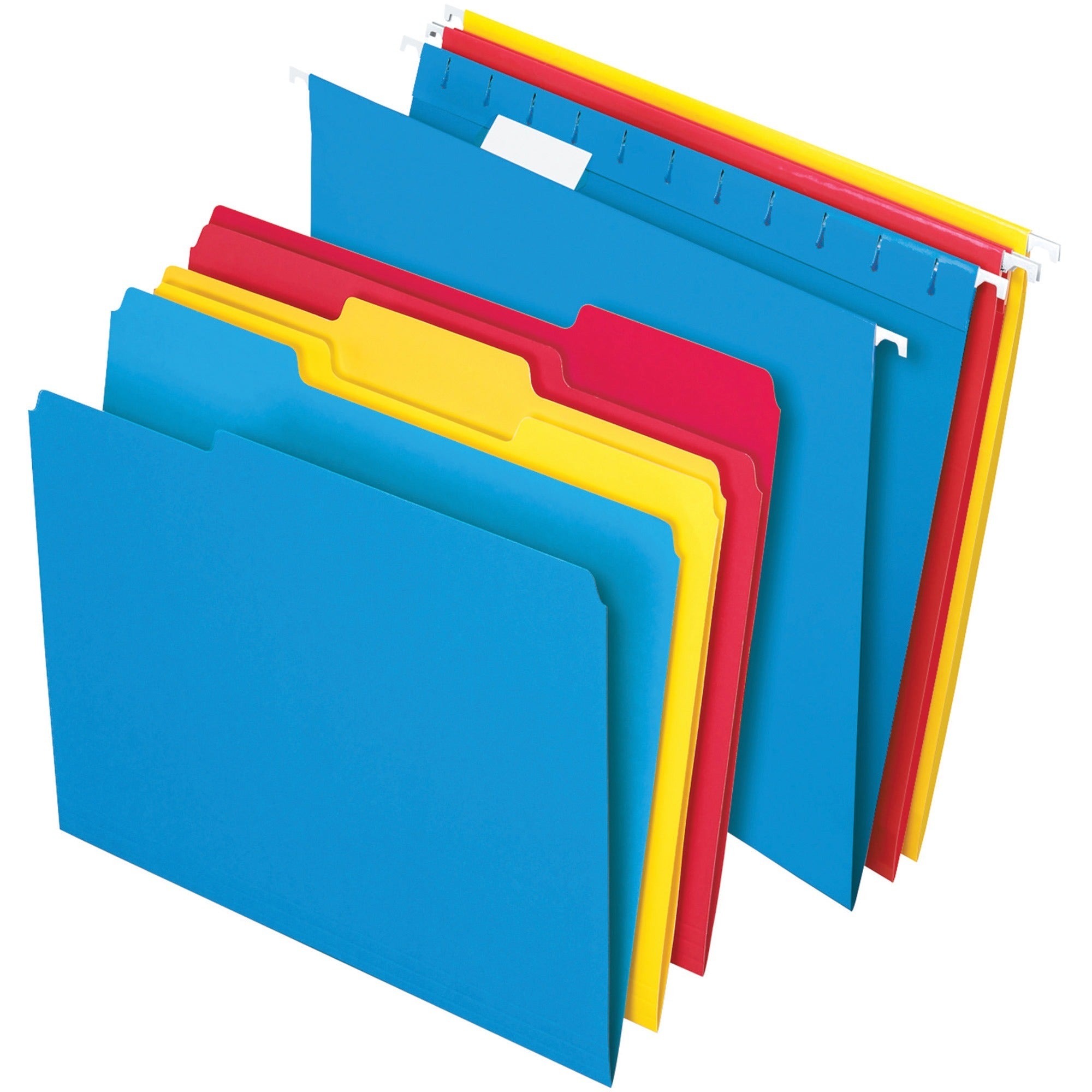 Combo Filing Kit, Letter Size, (12) 1/5-Cut Exterior Hanging File Folders, (12) 1/3-Cut File Folders, Assorted Colors