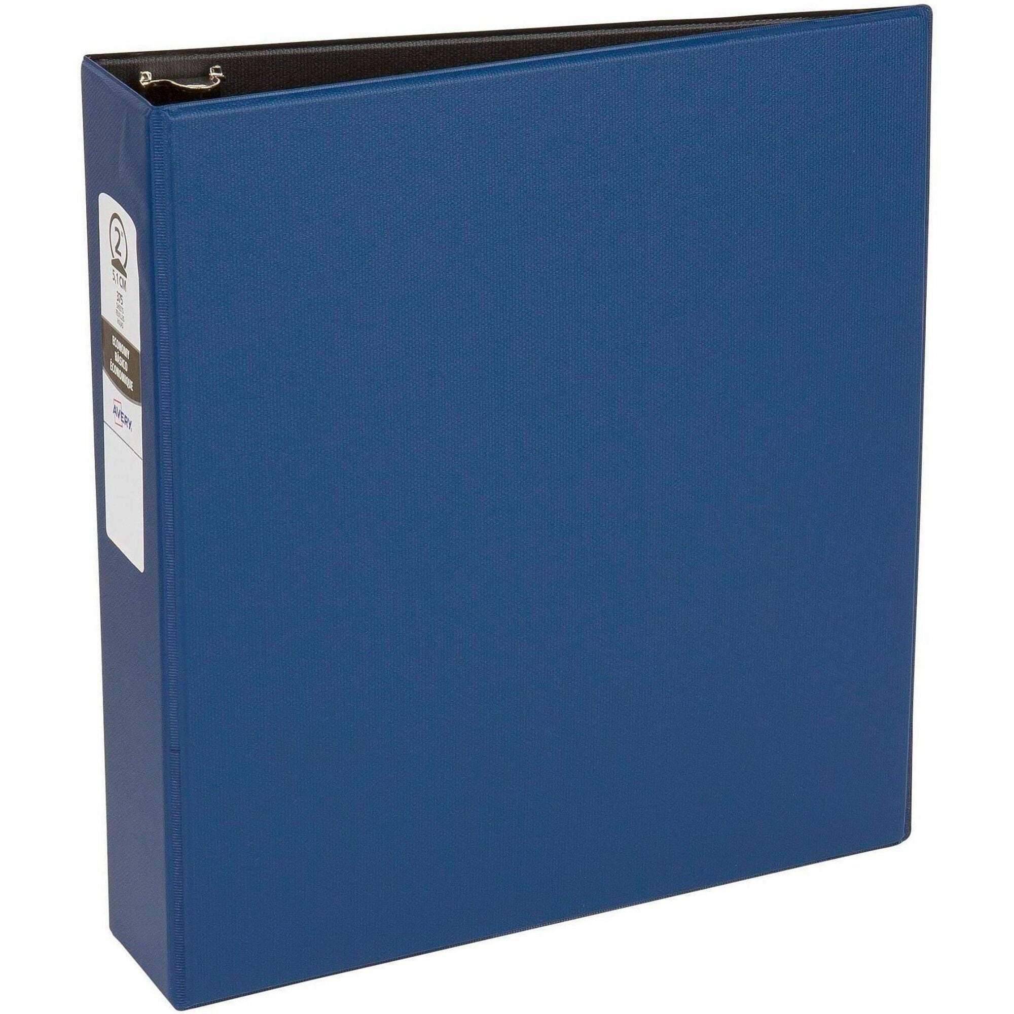 Economy Non-View Binder with Round Rings, 3 Rings, 2" Capacity, 11 x 8.5, Blue, (3500)