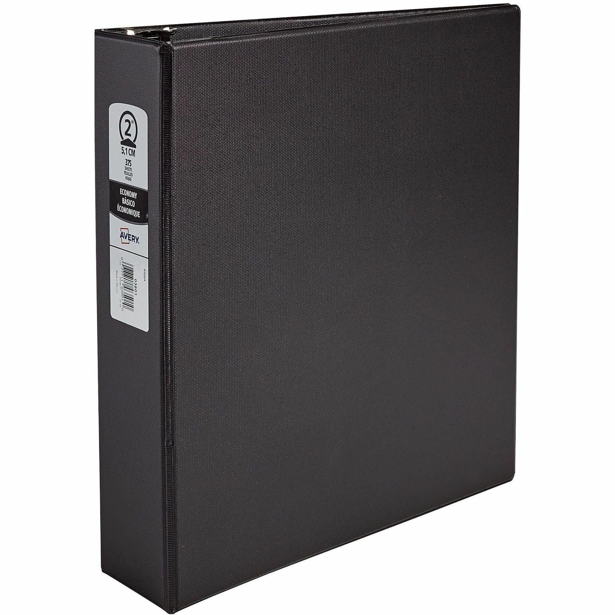 Economy Non-View Binder with Round Rings, 3 Rings, 2" Capacity, 11 x 8.5, Black, (3501)